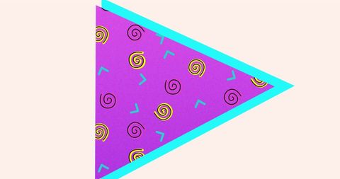 Colorful triangle with abstract patterns on plain background