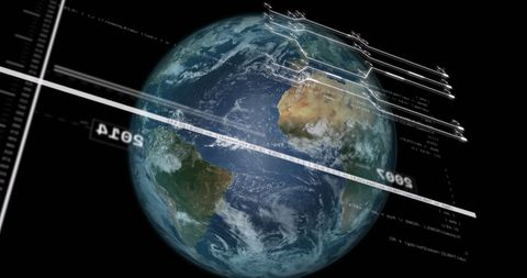 Digital Data Processing Around Spinning Globe - Download Free Stock Images Pikwizard.com