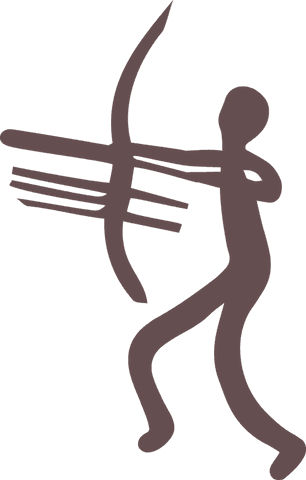 Minimalist Silhouette Archer with Bow, Transparent Background Design