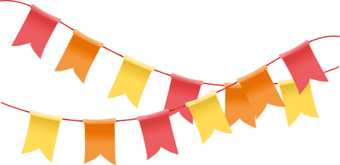 Colorful Celebratory Flags on Transparent Background for Festive Design