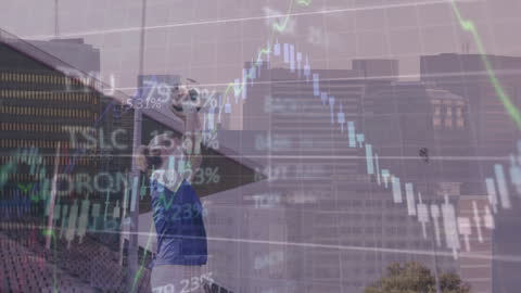 Soccer Player with Financial Data and Graphs Overlay