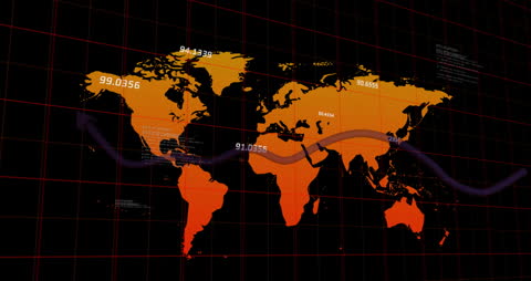 Digital Globe Map Highlighting Global Business Metrics