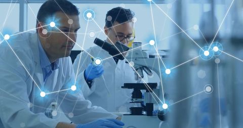 Scientists Conducting Research with Digital Network Overlay - Download Free Stock Images Pikwizard.com