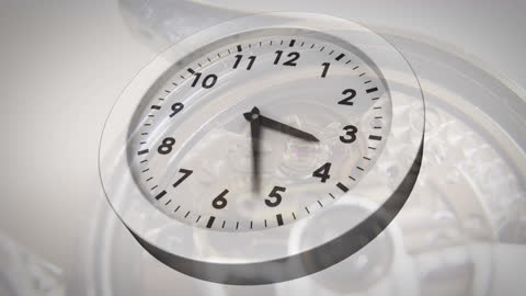 Collage of Digital Clock Animation Over Walking People