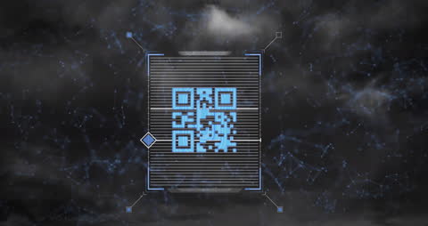 Futuristic QR Code Scan with Digital Network