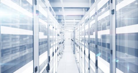 Data Center with Digital Information Flowing Through Servers - Download Free Stock Images Pikwizard.com