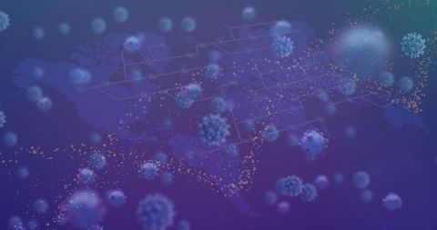 Digital Representation of Virus Cells Over DNA with Global Map - Download Free Stock Images Pikwizard.com