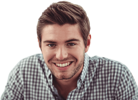 smiling young man in checkered shirt against transparent background - Download Free Stock Videos Pikwizard.com