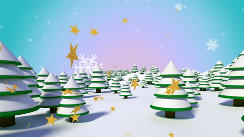 Winter Wonderland Animation with Falling Stars and Snowflakes