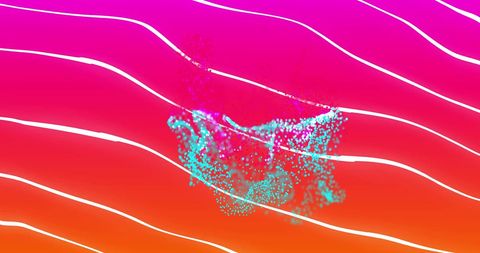 Abstract Glowing Mesh on Vibrant Gradient Waves