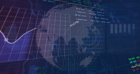 Digital Financial Charts Over Earth Globe