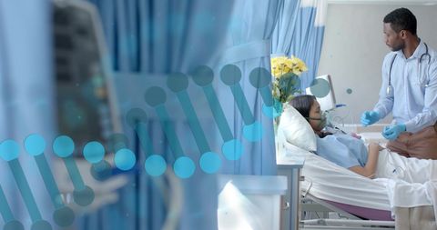 Doctor Discussing with Patient in Hospital Bed