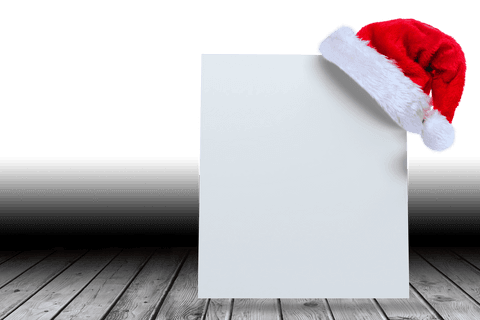 Blank Card with Santa Hat on Transparent Background