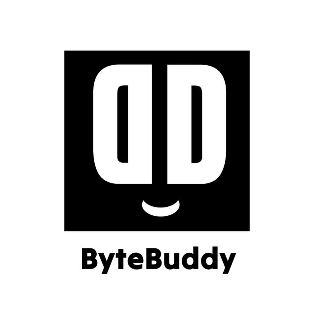 This ByteBuddy logo with bold lettering and a friendly emoticon is perfect for companies offering digital services. The clean and modern design makes it versatile for use on websites, social media, business cards, and promotional materials. It communicates a blend of professionalism and approachability, ideal for tech startups, software companies, and IT service providers.