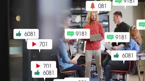Marketing Team Analyzing Social Media Engagement Data in Modern Office