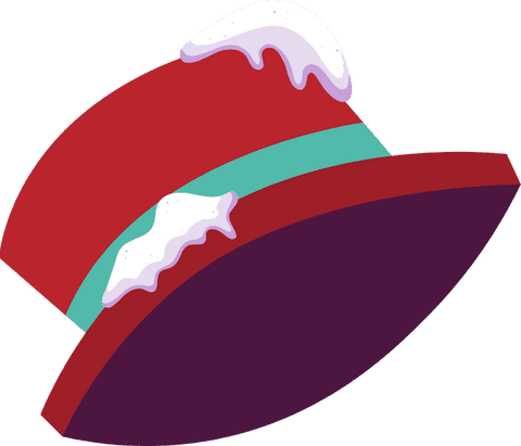 Red wide-brim hat with white drips on transparent background