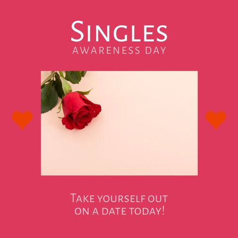 Singles Awareness Day Celebration with Red Rose and Hearts - Download Free Stock Templates Pikwizard.com