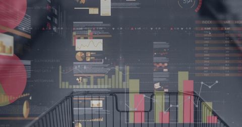 Digital Interface with Shopping Trolley and Graphical Stats - Download Free Stock Images Pikwizard.com