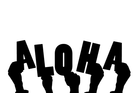 Transparent Illustration of Hands with Aloha Greeting