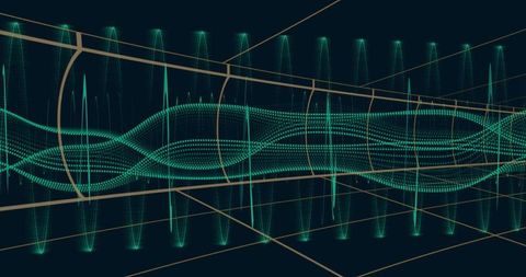 Futuristic dotted waveform in 3d digital grid