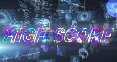 High Score Over Digital Data and Technology - Download Free Stock Images Pikwizard.com