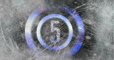 Number five encircled in frosty icy texture with blues and whites