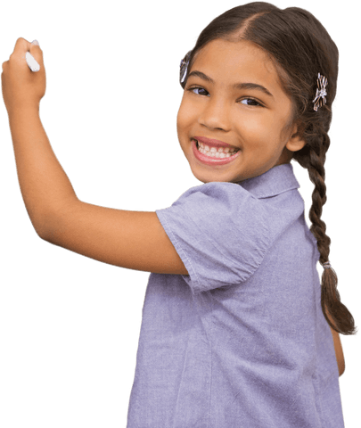 happy biracial schoolgirl writing with chalk on transparent background - Download Free Stock Videos Pikwizard.com