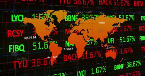 Global Financial Market Activity on Virtual Map Display