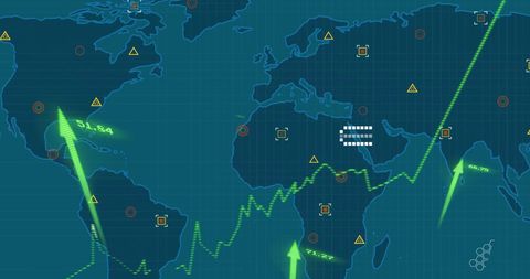 Digital Graph and Data Processing Over World Map Interface - Download Free Stock Images Pikwizard.com