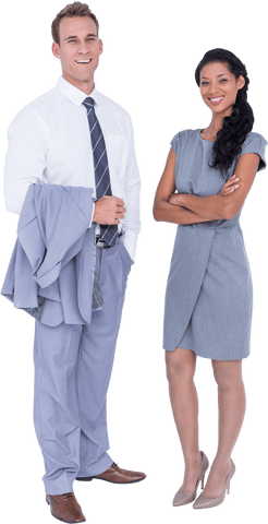 Smiling Business Colleagues Posing on Transparent Background