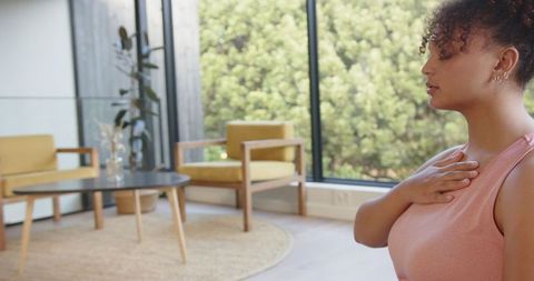 Mindful Relaxation in Sunny Living Room Setting