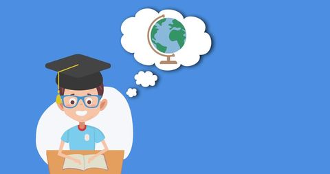 Young Boy in Graduation Cap Dreaming of Exploring the World - Download Free Stock Images Pikwizard.com