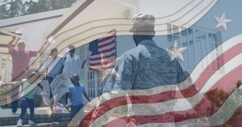 American Family Welcomes Home Military Soldier Amidst Patriotism