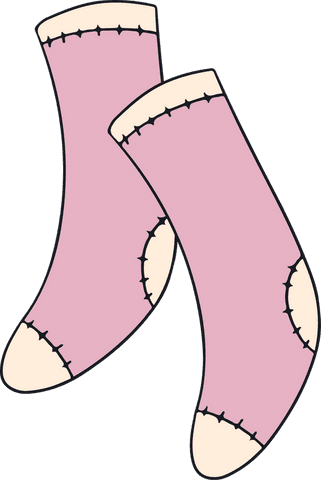 pink cartoon socks with black stitches on transparent background - Download Free Stock Videos Pikwizard.com