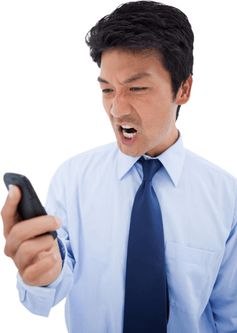 Transparent Angry Businessman Hanging Up Phone Isolated - Download Free Stock Videos Pikwizard.com