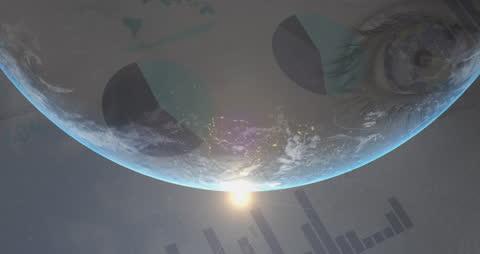 Digital Data Visualization Glowing Over Earth