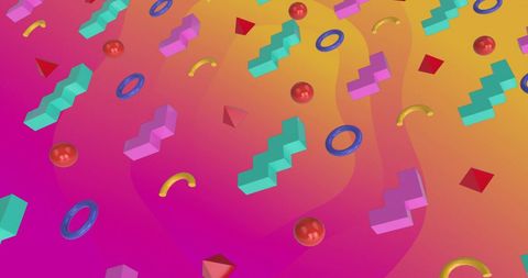 Vibrant geometric shapes on gradient background