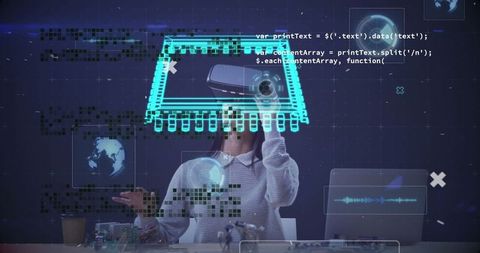 Immersive Data Analytics: Businesswoman Using VR Technology