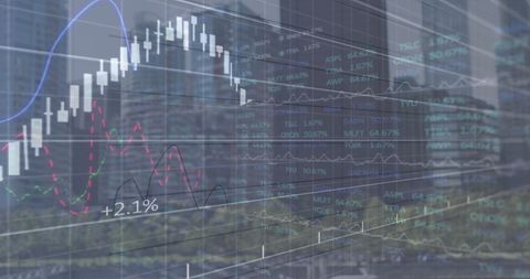 Stock Market Graphs Overlay on City Skyline Backdrop - Download Free Stock Images Pikwizard.com