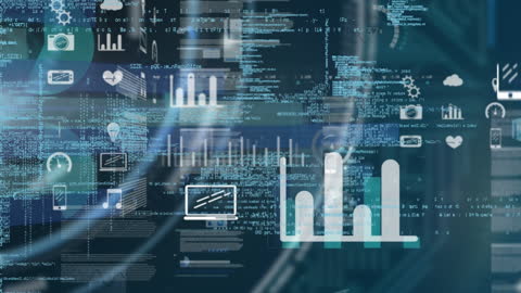 Futuristic Data Processing Interface with Technology Elements