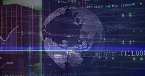 Global Finance and Data Processing with Digital Globe Overlay - Download Free Stock Images Pikwizard.com