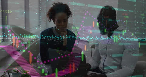 Business Professionals Analyzing Financial Data Visuals