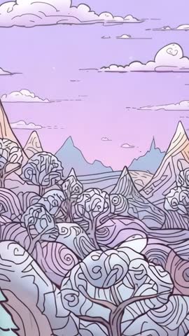 Playing Doodle Forest Valley under Twilight Sky with Smiling Moon | Vertical Video Loop