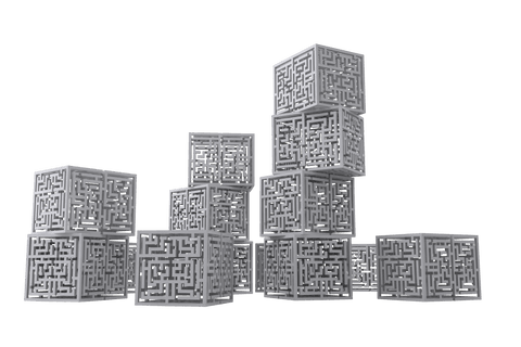 strategic white cubes with labyrinths on transparent background - Download Free Stock Videos Pikwizard.com