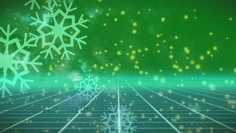 Abstract Digital Snowfall with Light Spots and Grid Design