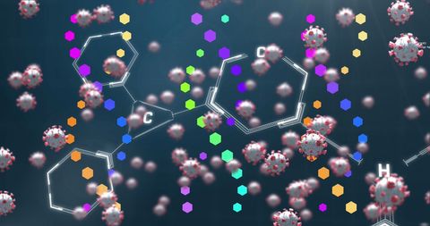 Abstract molecular connections with virus particles