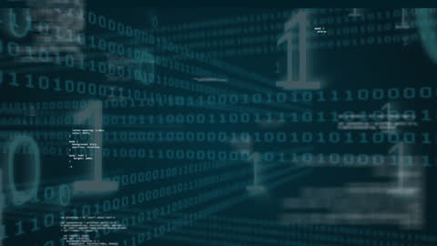 Binary Code Data Stream and Digital Concept Animation