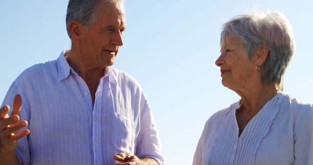 Happy Senior Couple Talking Outdoors on Sunny Day - Download Free Stock Images Pikwizard.com