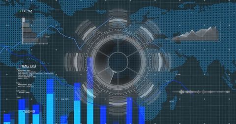 Futuristic Global Data Analytics Interface with Digital Graphs and Charts - Download Free Stock Images Pikwizard.com