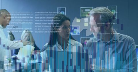 Diverse Team Working with Digital Analytics Interface in Office - Download Free Stock Images Pikwizard.com